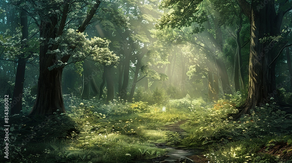 Obraz premium A Journey into the Untamed Heart of Nature, Where Majestic Trees Stand Tall and the Spirit of the Wild Reigns