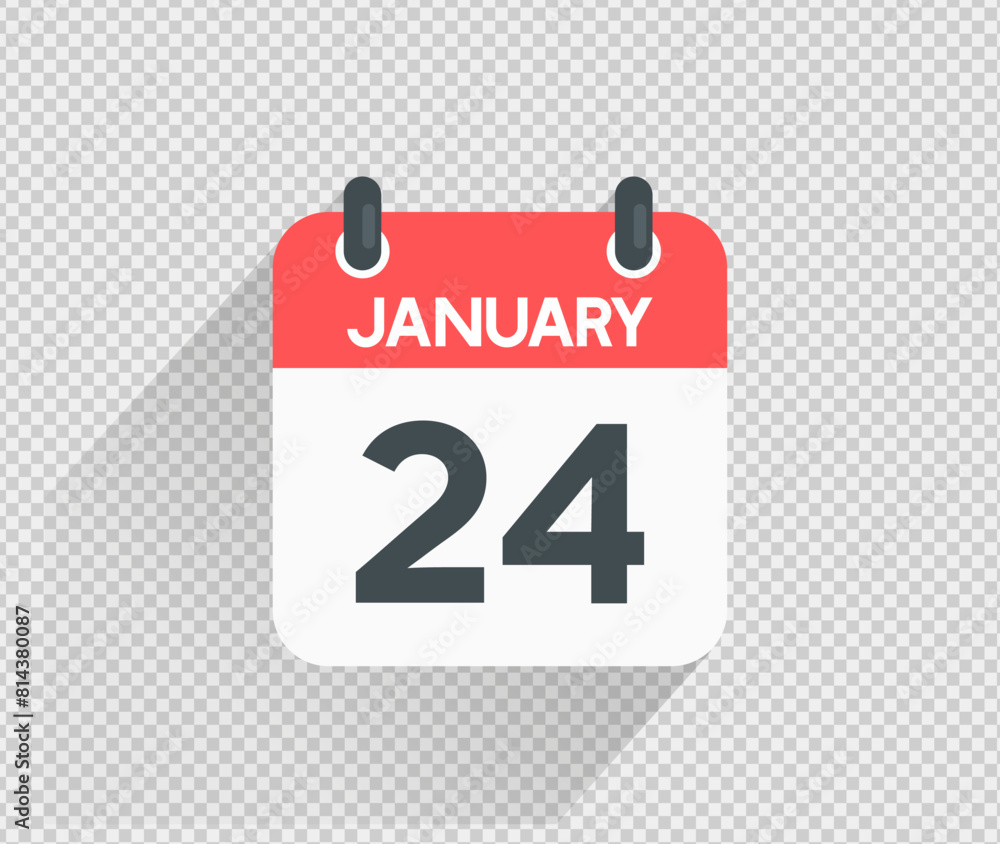 January 24 Calendar icon vector illustration Blank background January 24 Calendar icon vector illustration Blank background