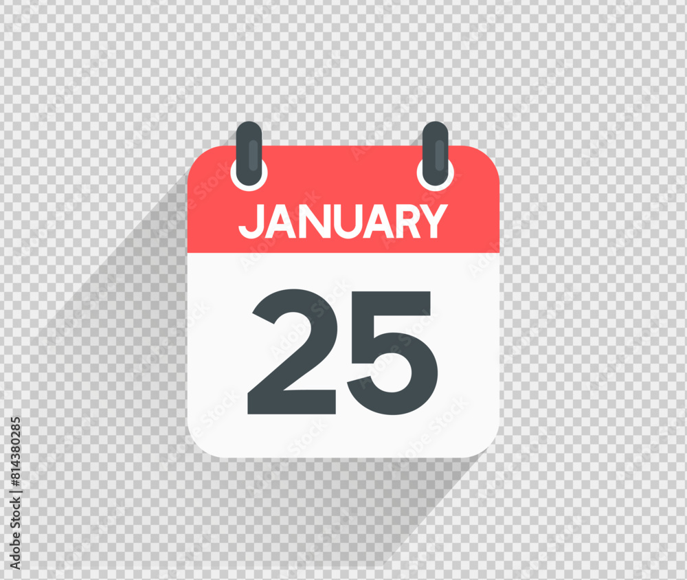 January 25 Calendar icon vector illustration Blank background January 25 Calendar icon vector illustration Blank background