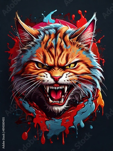 Angry cat t-shirt desing