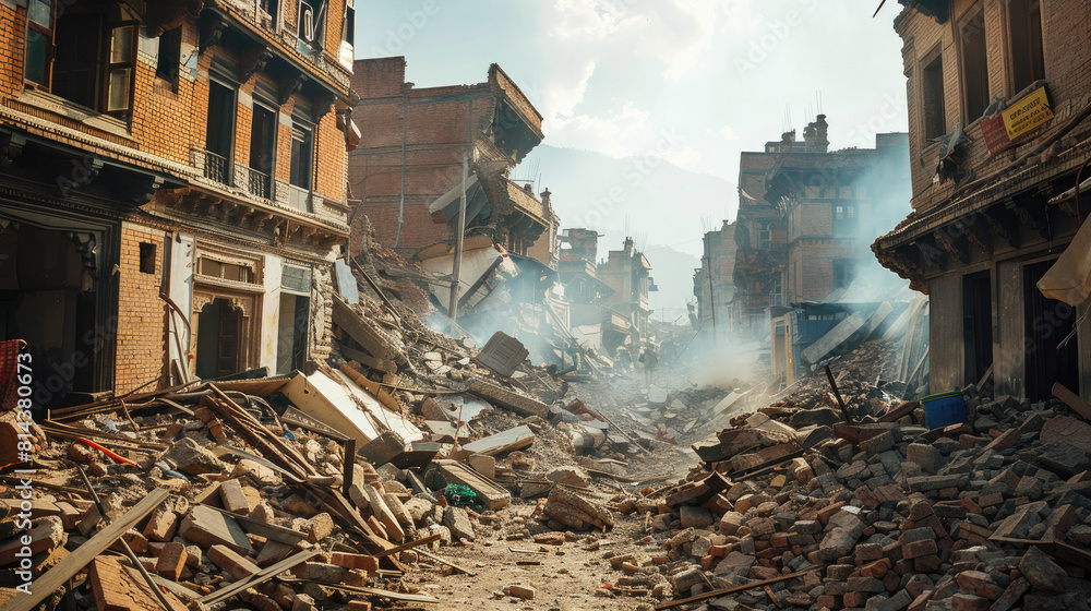 Cityscape of Ruined Buildings Post-Earthquake Cityscape of Ruined Buildings Post-Earthquake