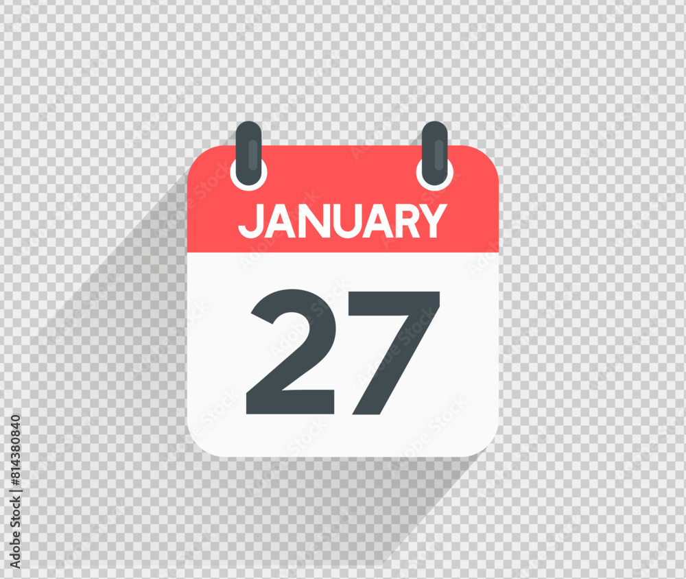 January 27 Calendar icon vector illustration Blank background January 27 Calendar icon vector illustration Blank background