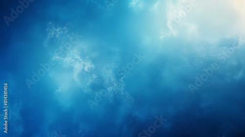 Bright light and glow template on blue white, color gradient rough abstract background, grainy sound grungy texture