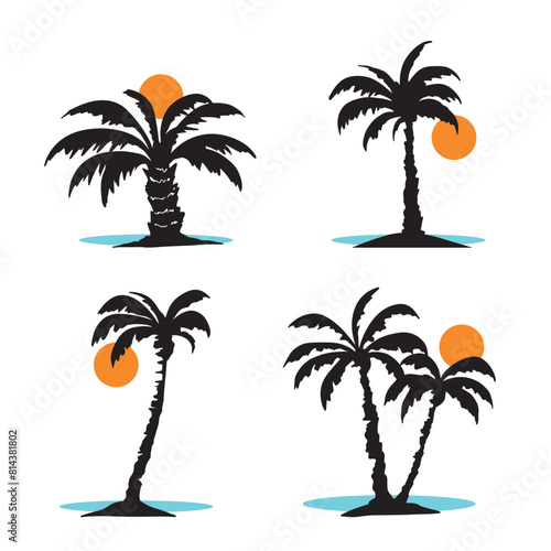 Palm beach silhouette  summer logo