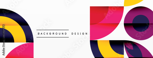 An artistic composition featuring a set of colorful geometric shapes including rectangles, triangles, circles in magenta, tint, and shade, resembling automotive lighting on a white background