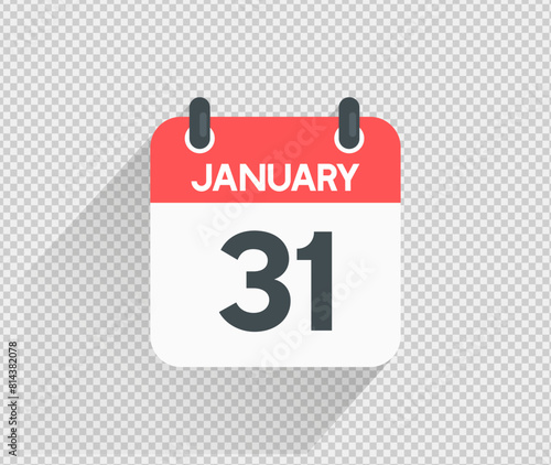 January 31 Calendar icon vector illustration Blank background