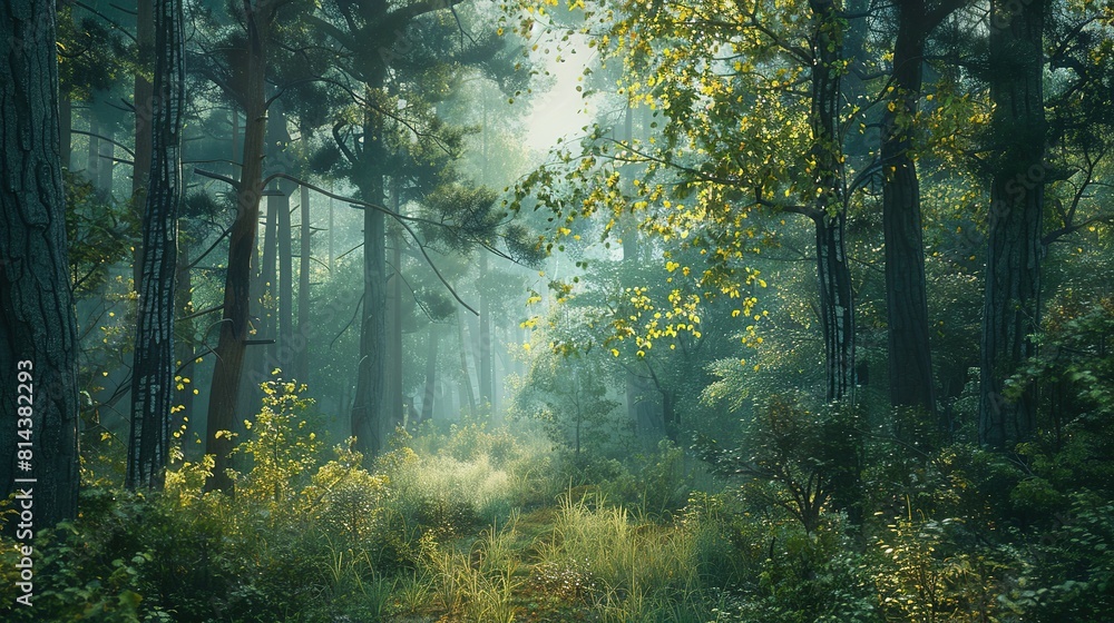Obraz premium A Journey into the Untamed Heart of Nature, Where Majestic Trees Stand Tall and the Spirit of the Wild Reigns