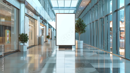 white mockup blank screen at a shopping mall or public place. generative ai