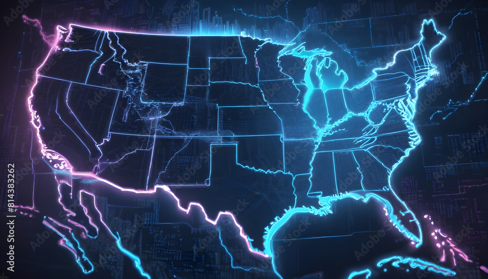 Digital map of USA concept of North America global network and connectivity 8 Digital map of USA concept of North America global network and connectivity 8