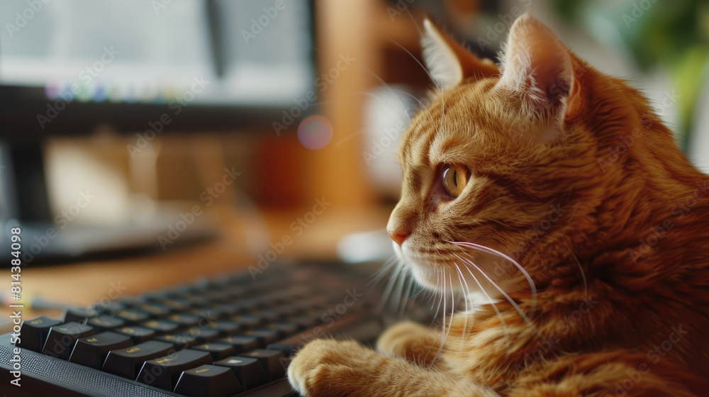 Cute Cat Playing on Computer Screen Cute Cat Playing on Computer Screen
