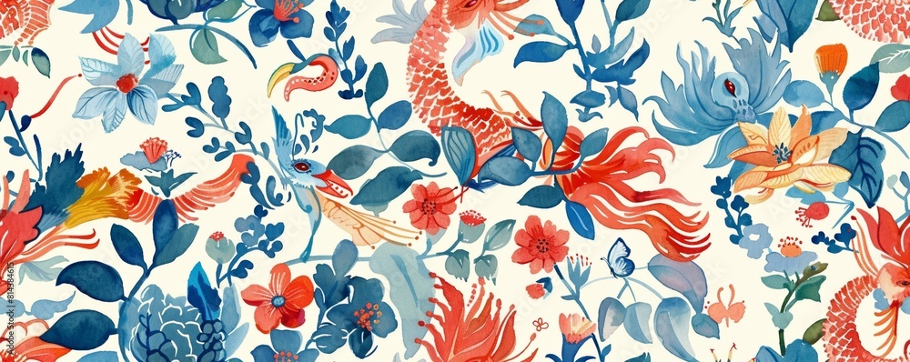 Naklejka premium Watercolor Seamless pattern
