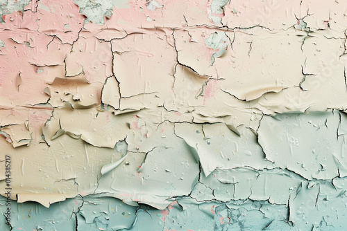 Sun-faded grunge texture with a pastel color palette and peeling layers.