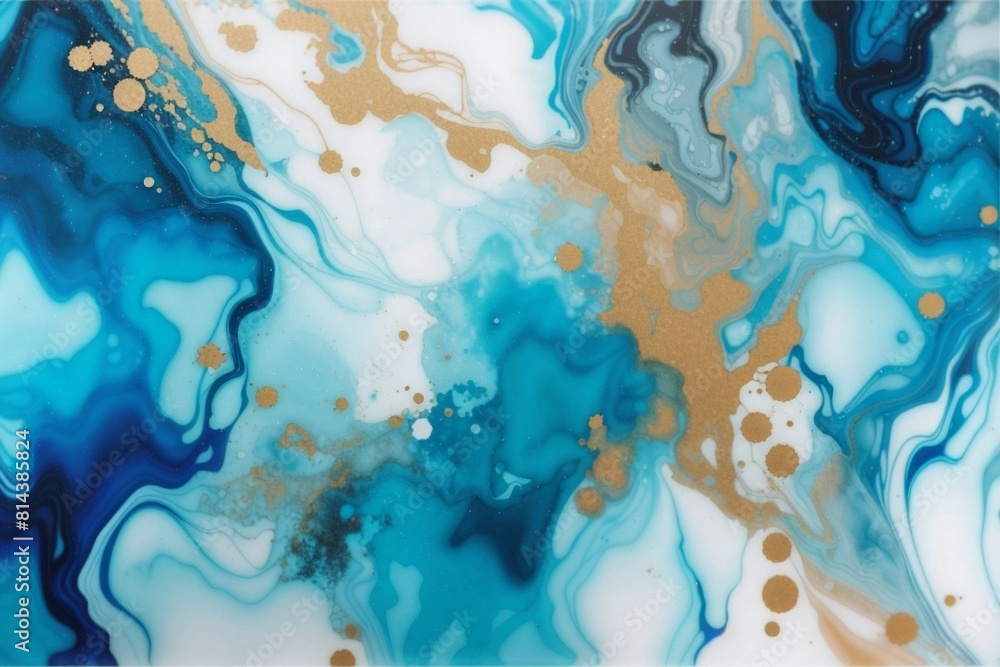 Vivid Generative AI Liquid Paint Marble Texture Blue Background Vivid Generative AI Liquid Paint Marble Texture Blue Background