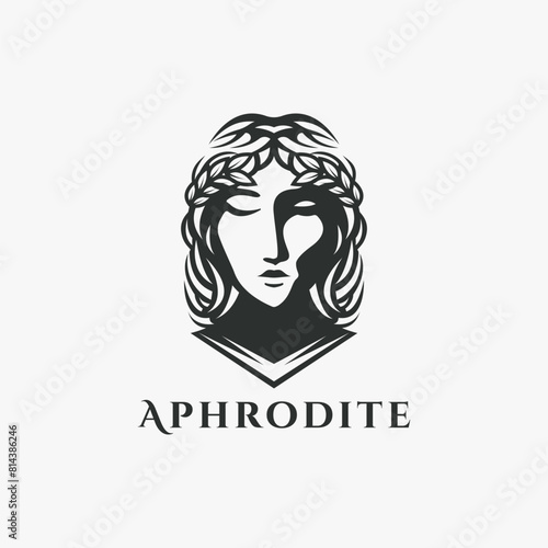 Head of Aphrodite Goddess logo vector illustration on white background
