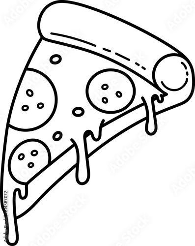 Pizza slice. Cartoon pizza illustration. Pizza with Melted cheese Cartoon Icon. Design element for emblem, poster, icon, menu. Vector illustration