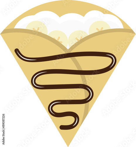 Delicious Crepe With Bananas and Chocolate Syrup
