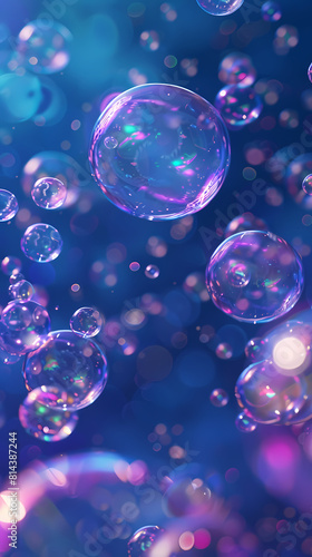 Blurred background of colorful soap bubbles