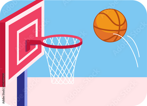basketball hoop and ball in the basket
