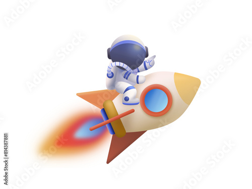 3d astronaut on a rocket
