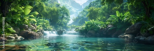 mountain river in tropical forest on philippine islands realistic nature and landscape © Be Naturally
