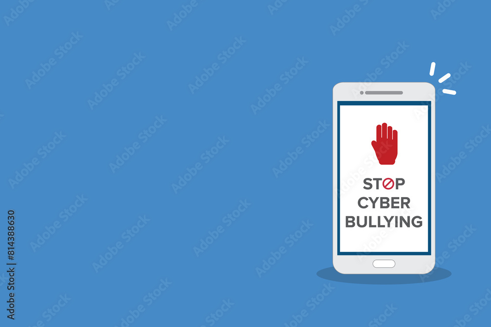 Stop Cyberbullying. Mobile phone with message to stop hurting the mind of others through social media. Stop Cyberbullying. Mobile phone with message to stop hurting the mind of others through social media.