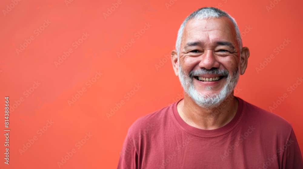 A man with a shaved head is smiling, cancer patient with chemotherapy A man with a shaved head is smiling, cancer patient with chemotherapy