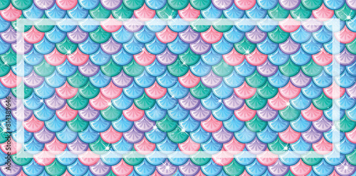 Vibrant scales in pink, blue, and green hues