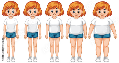 Different body types of a girl