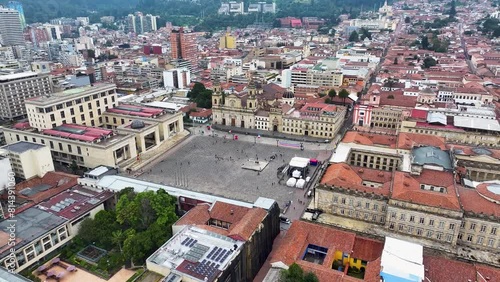 Plaza De Bolivar At Bogota In Cundinamarca Colombia. Downtown Cityscape. Financial District Background. Bogota At Cundinamarca Colombia. High Rise Buildings. Business Traffic. photo