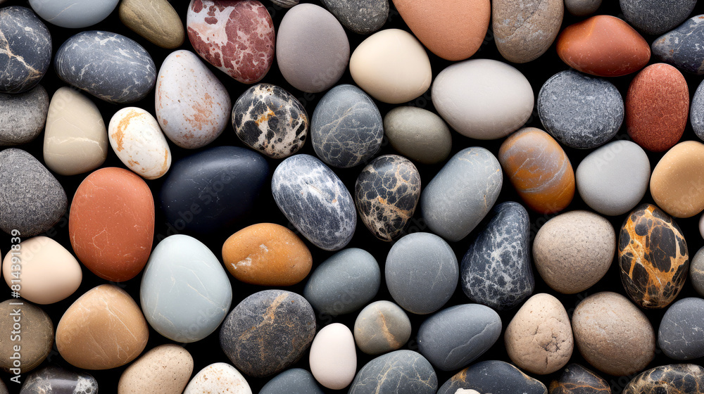 Bird's-eye view of a polished river rock floor, uniquely textured for creative backgrounds, Bird's-eye view of a polished river rock floor, uniquely textured for creative backgrounds,