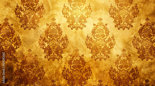 Vintage gold texture with an ornate tapestry pattern, perfect for classical and decorative settings.