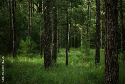 Wallpaper Mural Tranquil Afternoon in Northeast Summer: Dense Piney Woods - A Scenic Image of Nature's Abundance Torontodigital.ca