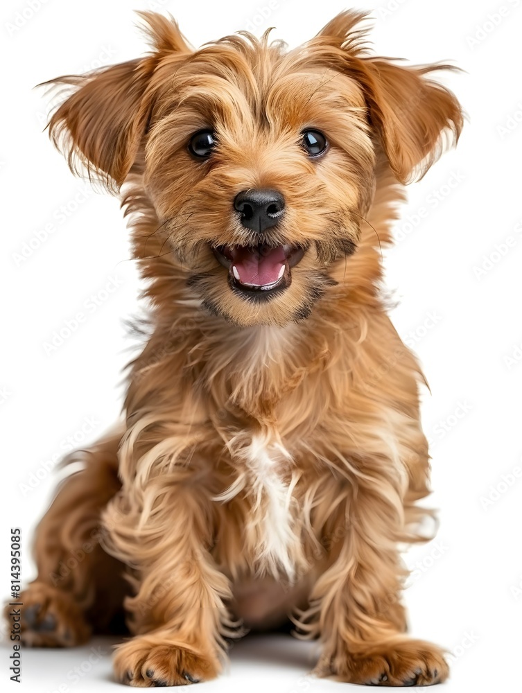 Adorable and Cheerful Yorkshire Terrier Puppy Posing with Happy Expression on Clean White Background Adorable and Cheerful Yorkshire Terrier Puppy Posing with Happy Expression on Clean White Background