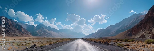 Mountain roads with blue sky Landscape and scenery in Leh, Ladakh, India realistic nature and landscape photo