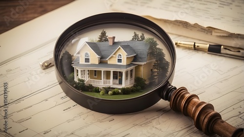 idea for a home search with a loupe. Select a real estate asset to buy and invest in.