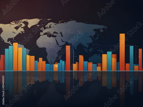 Global business success growth level up network graph illustration