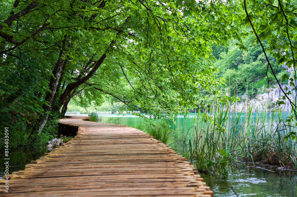 Obraz premium 美しいクロアチアのプリトヴィツェ湖群国立公園の園内風景