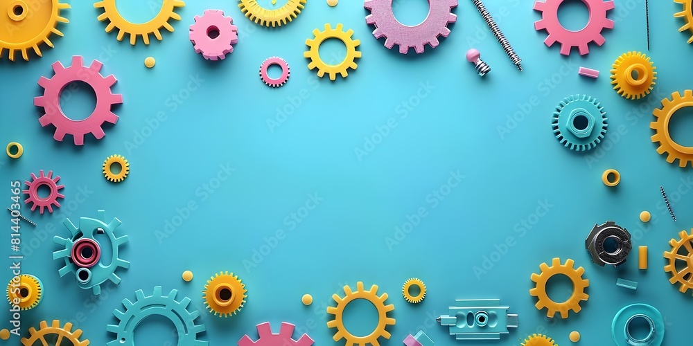 Fototapeta premium Colorful Mechanical Gears and Cogs for DIY Assembly Kits