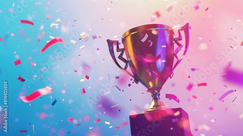 Celebratory Championship Trophy with Confetti Generative AI