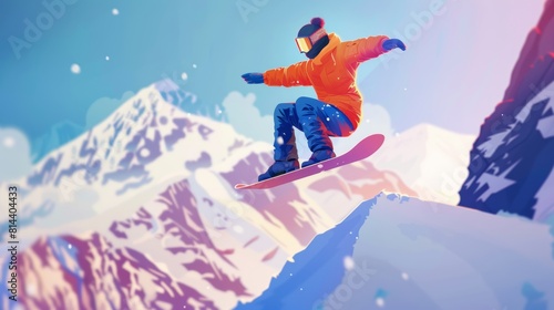 Winter Action: Snowboarder in Mid-Air Jump Generative AI