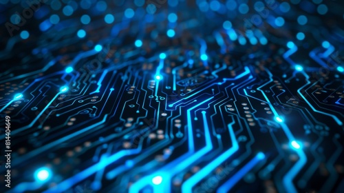 Illuminated Circuit Board Background Generative AI