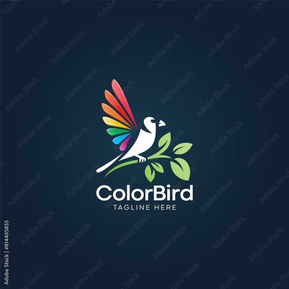 Bird logo, A colourful gradient bird logo template