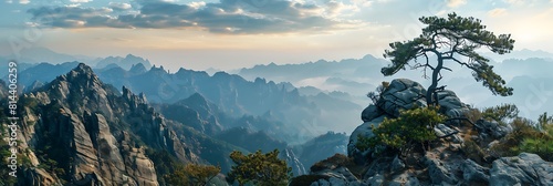 Mountain stone / view of cliff and big and tall mountains stone in China realistic nature and landscape photo