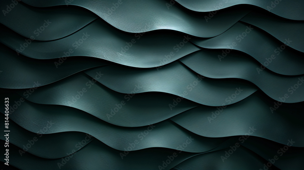 Abstract Wavy Dark Green Wallpaper Background