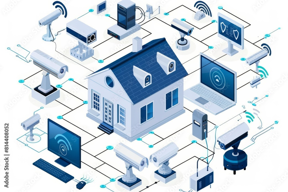 Security concept ecosystems security cameras digital the protection self urgent alerts zoom art. Security concept ecosystems security cameras digital the protection self urgent alerts zoom art.