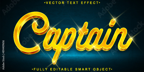 Shiny Bright Golden Captain Vector Fully Editable Smart Object Text Effect