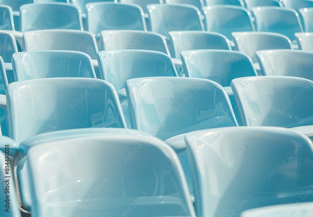 Rows of shiny modern blue plastic chairs in a contemporary design Rows of shiny modern blue plastic chairs in a contemporary design