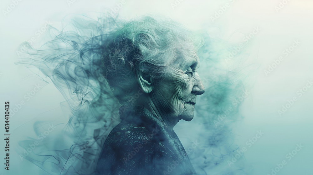 disorder abstract of an loneliness woman alzheimers suffering of image from degenerative mental dementia disease elderly