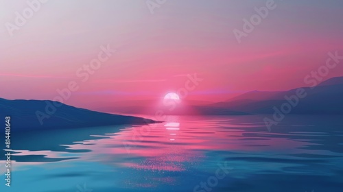 sunset sunrise ocean  minimalist background  16 9