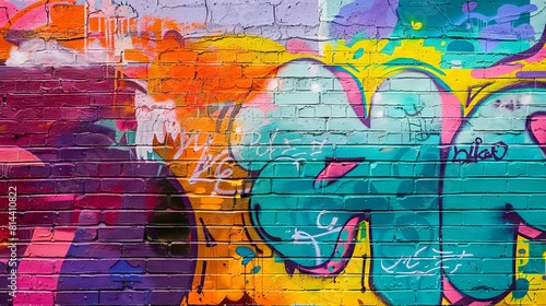 Vibrant colors come alive in this street art mural, expressing the artists creativity through a mix of text and graffiti. 